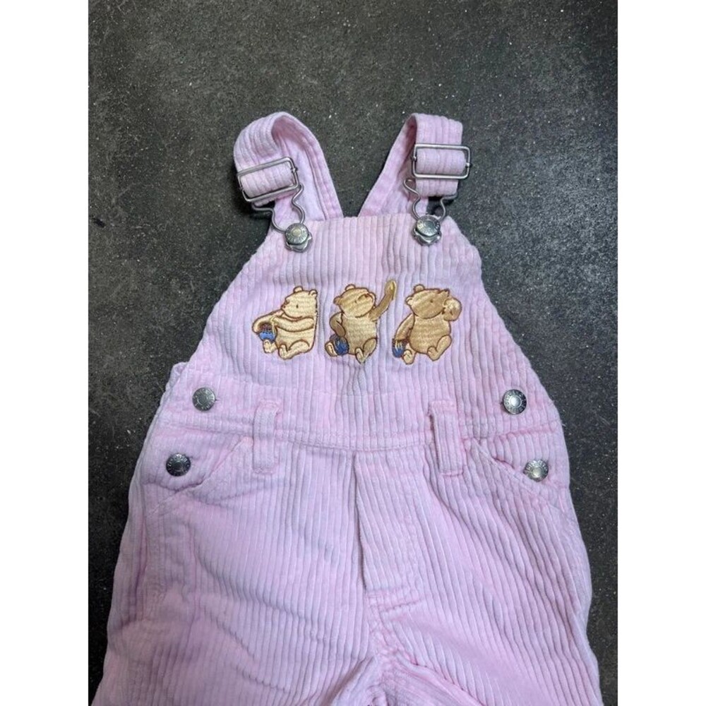 Vintage 90s The Disney Store Pink Corduroy Winnie the Pooh Overall Pants 6 Mos